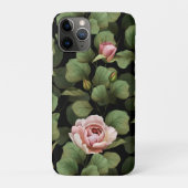 Coques Case-Mate iPhone Roses fragiles. Motif floral sur noir (Dos)
