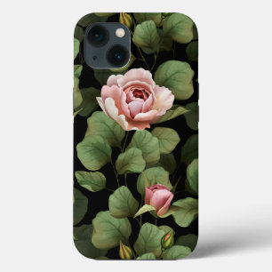 Case-Mate iPhone Case Roses fragiles. Motif floral sur noir