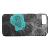 Coques Case-Mate iPhone Roses gris Ombre avec accent Turquoise (Dos (Horizontal))