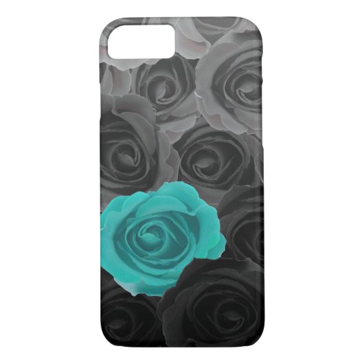 Coques Case-Mate iPhone Roses gris Ombre avec accent Turquoise (Dos)