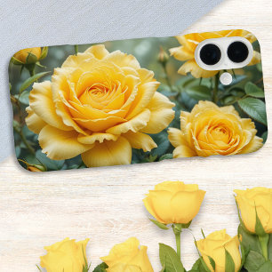 Coques iPhone 16 Plus Roses jaunes élégantes avec gouttes de pluie Jardi