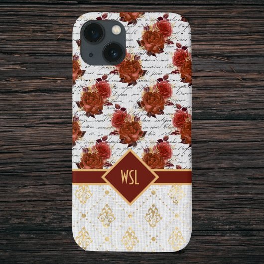 Coques Case-Mate iPhone Roses romantiques de Bourgogne et de Blush sur Dam
