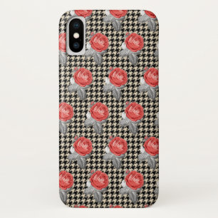 Etui iPhone Case-Mate Roses roses anciennes et motif pied de poule