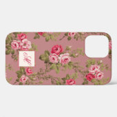 Coques Case-Mate iPhone Roses roses élégantes rose avec Arrière - plan Ros (Verso (horizontal))