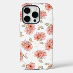 Coques iPhone 16 Pro Roses roses et Feuilles roses