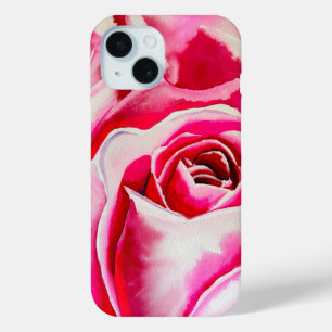 Coque Pour iPhone 15 Roses roses romantiques aquarelle art