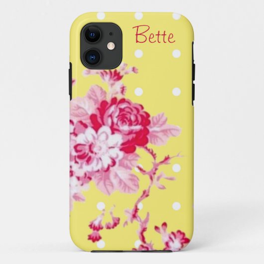 Coques Case-Mate iPhone Roses roses Sur Jaune (Dos)