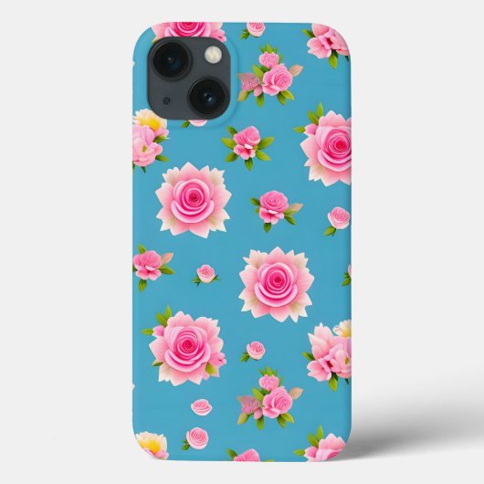 Coques Case-Mate iPhone Roses roses sur un fond bleu (Verso)