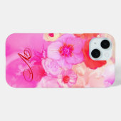 COQUES Case-Mate iPhone ROSES ROUGES BLANCHES ET ANÉMONES PINK MONOGRAMME (Verso (horizontal))