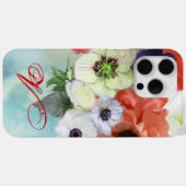 COQUES Case-Mate iPhone ROSES ROUGES BLANCHES ET FLEURS ANÉMONE MONOGRAMME (Verso (horizontal))