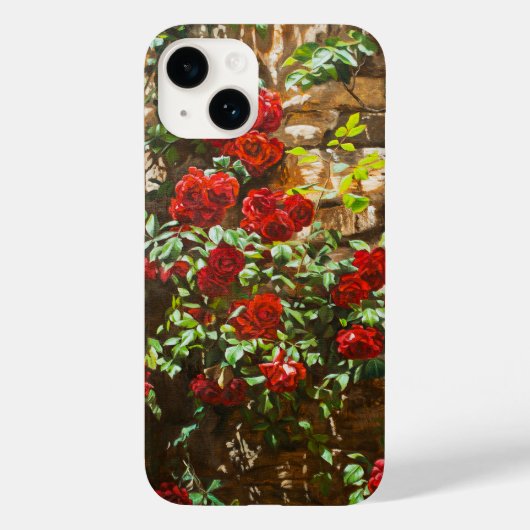 Coques Case-Mate iPhone Roses rouges contre un mur de pierre (Verso)