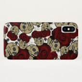 Coques Case-Mate iPhone Roses Rouges & Crânes Floral Noir Gothique Blanc (Dos (Horizontal))