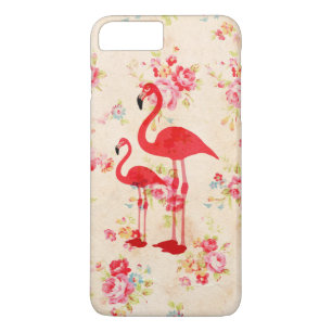 Coque iPhone 8 Plus/7 Plus Roses rouges de flamants élégants vintages flora
