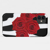 COQUES Case-Mate iPhone ROSES ROUGES ET COPIE NOIRE ET BLANCHE DE ZÈBRE (Dos (Horizontal))