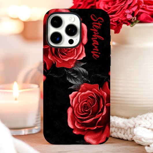 Coques Case-Mate iPhone Roses Rouges Nom Personnalisé