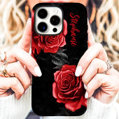 Coques Case-Mate iPhone Roses Rouges Nom Personnalisé