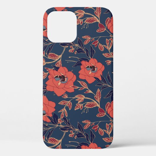 Coques Case-Mate iPhone Roses rouges Peonies Arrière - plan foncé (Verso)