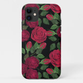Coques Case-Mate iPhone Roses rouges sur noir. (Dos)