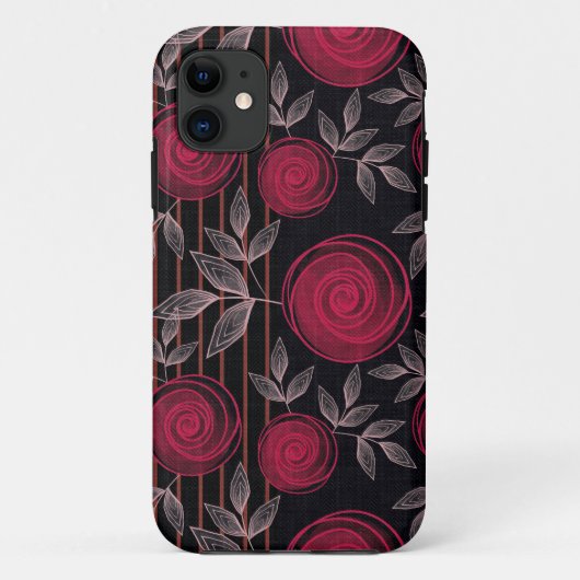 Coques Case-Mate iPhone Roses rouges sur noir. (Dos)