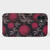 Coques Case-Mate iPhone Roses rouges sur noir. (Dos (Horizontal))