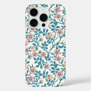 Coques iPhone 16 Pro Roses sauvages et papillons /rose/bleu/blanc cassé