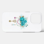 Coques Case-Mate iPhone Roses turquoise avec touches (Verso (horizontal))