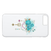 Coques Case-Mate iPhone Roses turquoise avec touches (Dos (Horizontal))