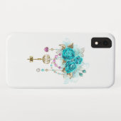 Coques Case-Mate iPhone Roses turquoise avec touches (Dos (Horizontal))