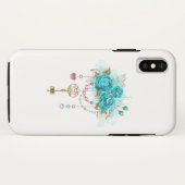 Coques Case-Mate iPhone Roses turquoise avec touches (Dos (Horizontal))
