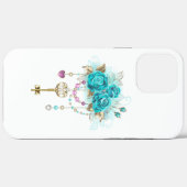 Coques Case-Mate iPhone Roses turquoise avec touches (Verso (horizontal))