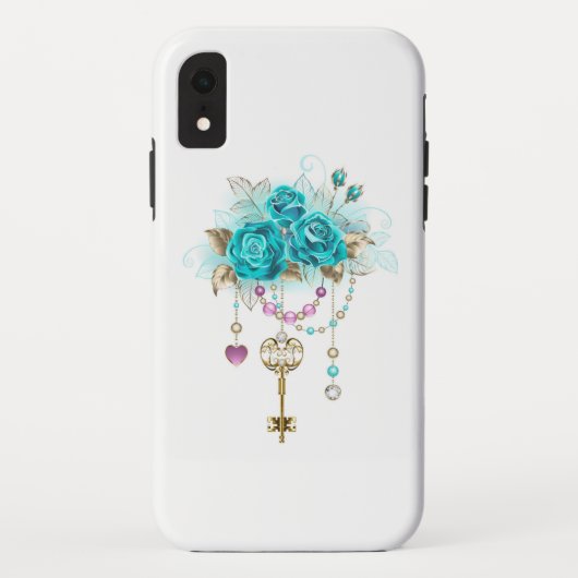 Coques Case-Mate iPhone Roses turquoise avec touches (Dos)