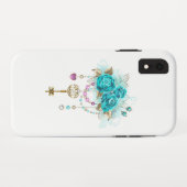Coques Case-Mate iPhone Roses turquoise avec touches (Dos (Horizontal))