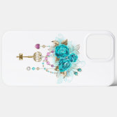 Coques Case-Mate iPhone Roses turquoise avec touches (Verso (horizontal))