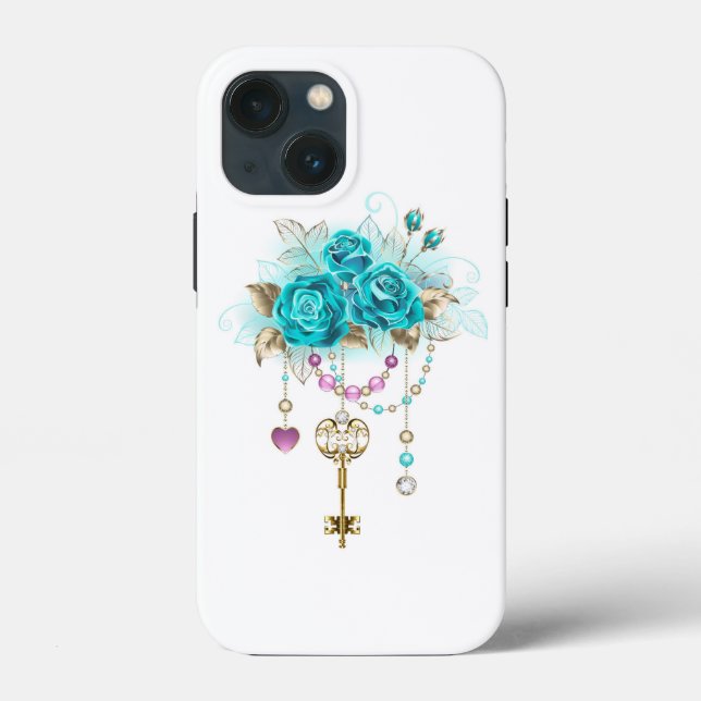 Coques Case-Mate iPhone Roses turquoise avec touches (Verso)