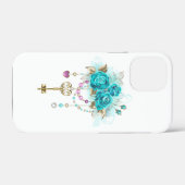 Coques Case-Mate iPhone Roses turquoise avec touches (Verso (horizontal))