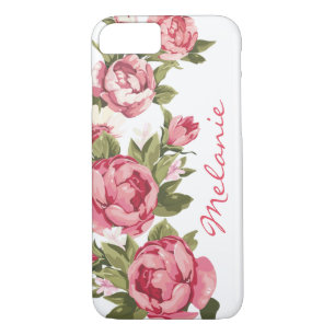 Coque iPhone 8/7 Roses Vintages rousses personnalisées Peonies