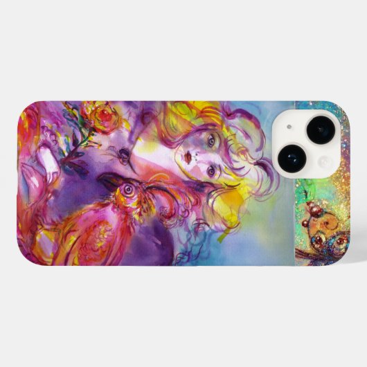 Coques Case-Mate iPhone ROSINA /Jeune fille avec Rose et perroquet (Verso (horizontal))