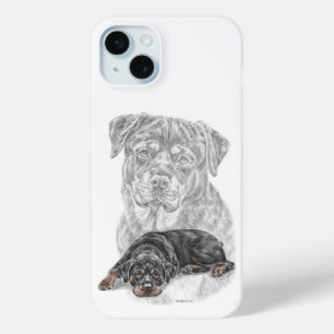 Coque iPhone 15 Mini Rottweiler Chien Art