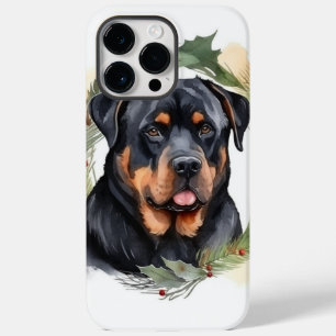 Coque Pour Pour iPhone 14 Pro Max Rottweiler Christmas Wreath Festive Pup