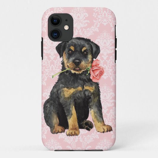 Coques Case-Mate iPhone Rottweiler rose de Valentine (Dos)