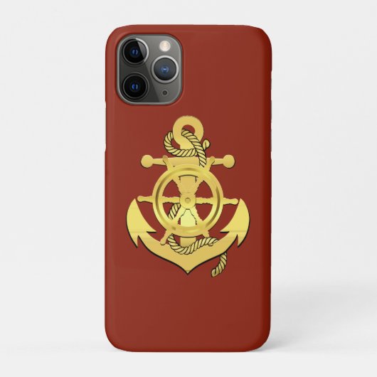 Coques Case-Mate iPhone Roue/ancre du navire nautique rouge/or (Dos)