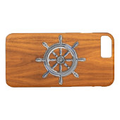 Coques Case-Mate iPhone Roue nautique en teck style bois (Dos (Horizontal))