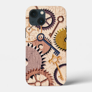 Case-Mate iPhone Case Roues à vapeur, engrenages, clés, vieille carte Pe