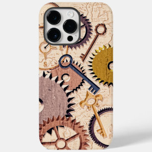 Coque Pour Pour iPhone 14 Pro Max Roues à vapeur, engrenages, clés, vieille carte Pe