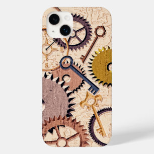 Coque Pour iPhone 14 Plus Roues à vapeur, engrenages, clés, vieille carte Pe