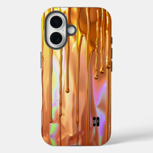 Coques iPhone 16 Roues d'or sur la surface Iridescente