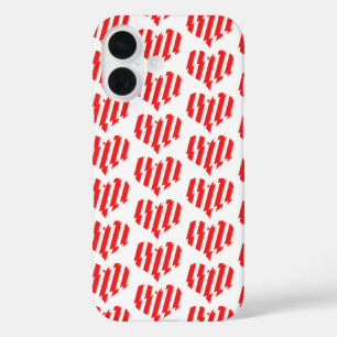Coques iPhone 16 Rouge Abstrait n Blancs Valentine Coeur