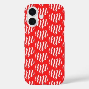 Coques iPhone 16 Rouge Abstrait n Blancs Valentine Coeur