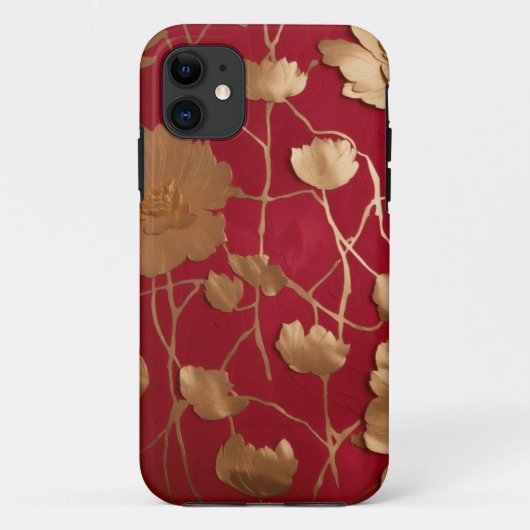 Coques Case-Mate iPhone Rouge avec lotus or (Dos)