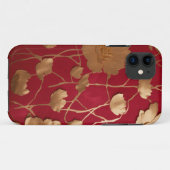 Coques Case-Mate iPhone Rouge avec lotus or (Dos (Horizontal))